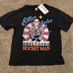 Elton John Black 'Rocket Man' Graphic Tee